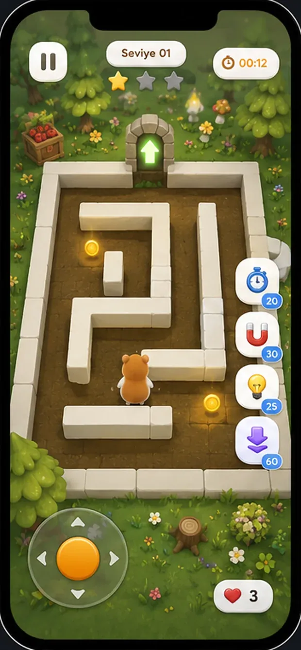 Level 1 — a forest maze in daylight