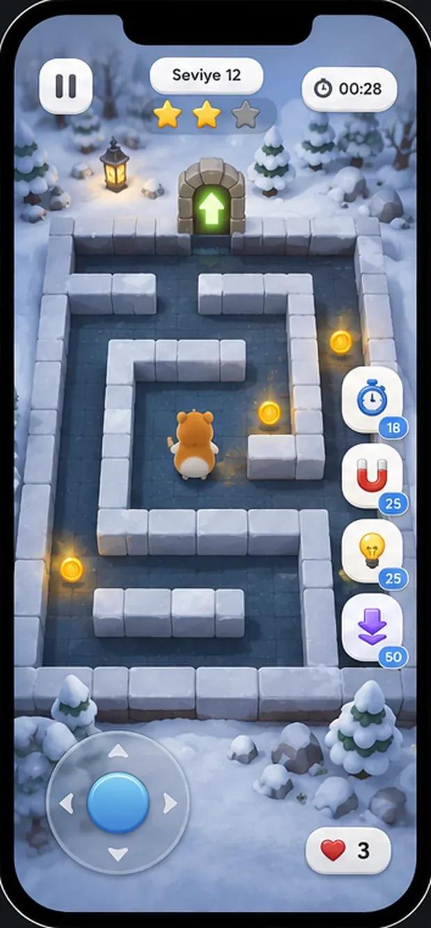 Level 12 — a snowbound maze